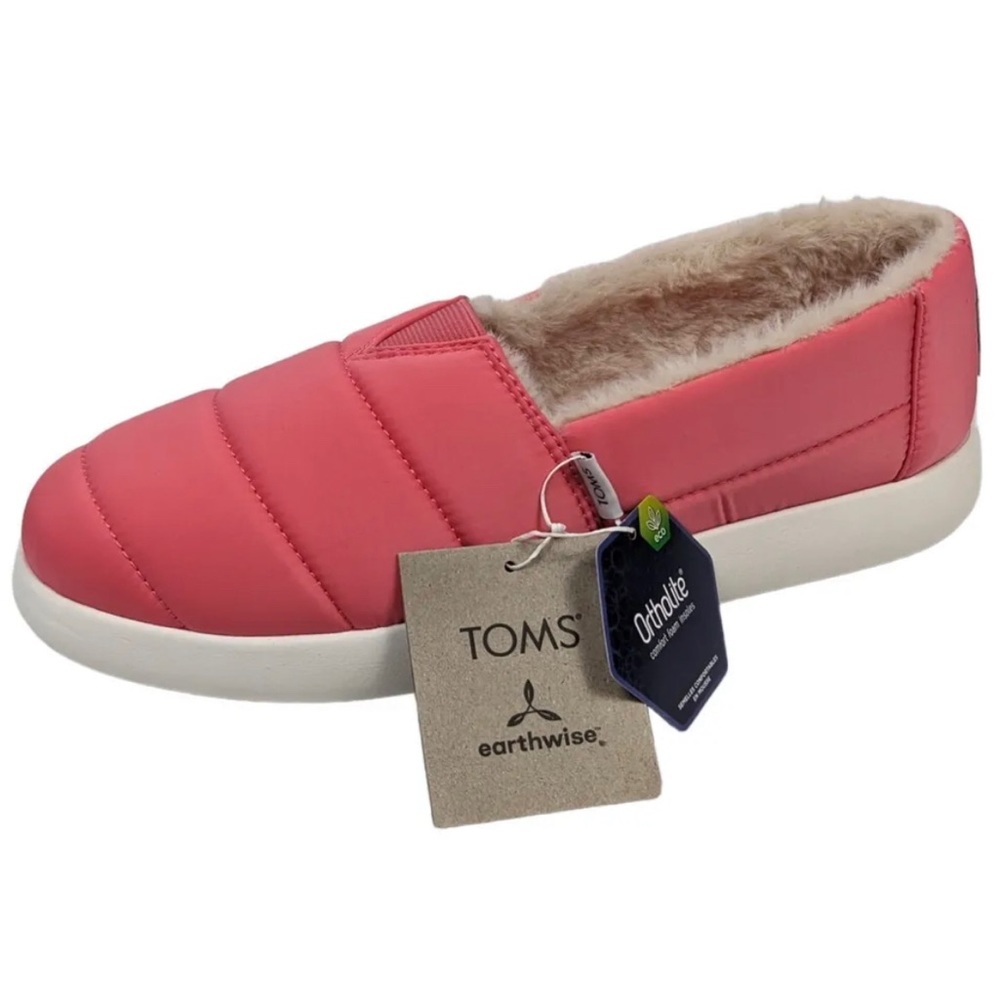 NWT Toms Alpargata Mallow Mule Slip on puffy quilted slipper sneaker fur lined